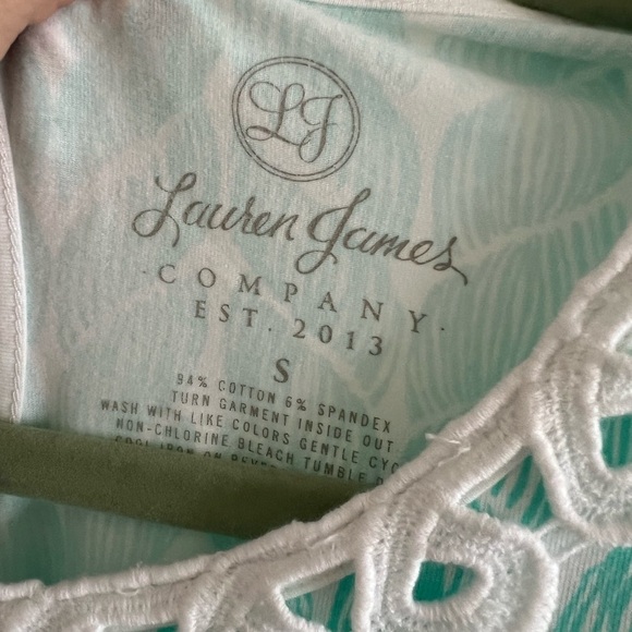 Lauren James printed A-line dress. Aqua & white. EUC! Size small. - Picture 4 of 5